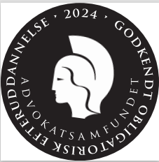 Advokatrådets godkendelsesmærke. ID NR.: 1061873